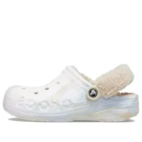 Baya Lined Clog med fuzzrem och marmorerad klack ”White Multi”