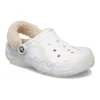 Baya Lined Clog med fuzzrem och marmorerad klack ”White Multi”