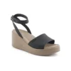 Brooklyn ankelremssandaler med kilklack ”Black Beige”