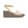 Brooklyn ankelremssandaler med kilklack ”Cream White Brown”