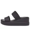 Brooklyn Double Strap Round Toe Mid Wedge Slides ”Black”
