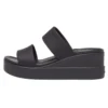 Brooklyn Double Strap Round Toe Mid Wedge Slides ”Black”