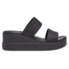 Brooklyn Double Strap Round Toe Mid Wedge Slides ”Black”