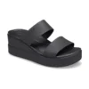 Brooklyn Double Strap Round Toe Mid Wedge Slides ”Black”
