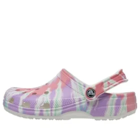 Classic Clog med krokmönster, Crocs, platta skor, sportiga, färgglada blå sandaler