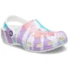 Classic Clog med krokmönster, Crocs, platta skor, sportiga, färgglada blå sandaler