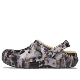 Classic Lined Bleach Dye Clogs ”Black White Beige”