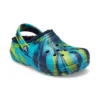 Classic Lined Marbled Clogs ”Blue Tie Dye”