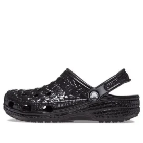 Classic Metallic Crocskin Clogs ”Black”