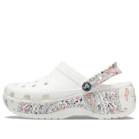 Classic Platform Americana Paisley Clogs ”White”