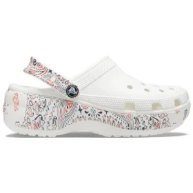Classic Platform Americana Paisley Clogs ”White”
