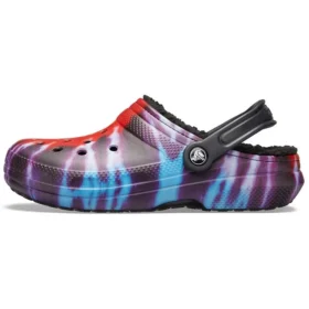 Classic Tie-Dye Stay Warm Cozy Crocs sporttofflor, unisex, lila och röd