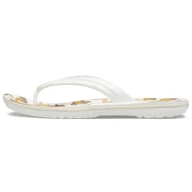 Crocband-flip-flops med tryck ”White Tan”