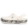 Crocband Snake Print Clogs ”White Black”