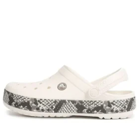 Crocband Snake Print Clogs ”White Black”