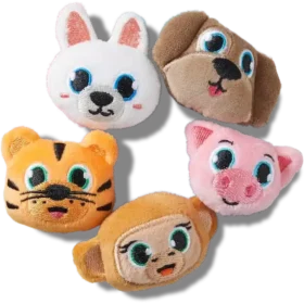 Jibbitz-berlocker – 5-pack med fluffiga djur