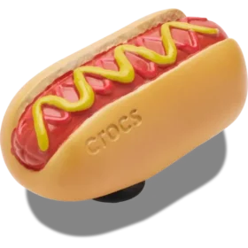 Jibbitz-berlocker med hot dog doppad i senap