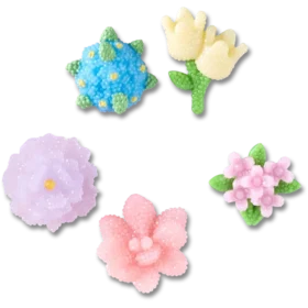 Jibbitz-berlocker med pärlblommor, 5-pack