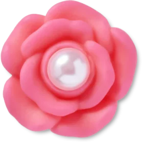 Jibbitz-berlocker med rosa blomma och pärla i mitten