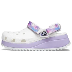 Klassiska, avslappnade unisex-sandaler i vitt och lila ”White Purple”