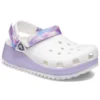 Klassiska, avslappnade unisex-sandaler i vitt och lila ”White Purple”