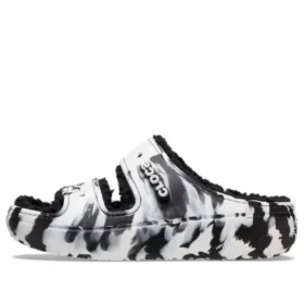 Klassiska Cozzzy-sandaler med marmorering ”Black White”