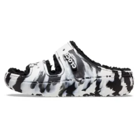 Klassiska Cozzzy-sandaler med marmorering ”Black White”