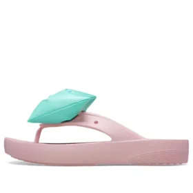 Klassiska plattforms-Flip-flops med rosett ”Pink Teal”