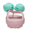 Klassiska plattforms-Flip-flops med rosett ”Pink Teal”
