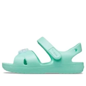 Klassiska sandaler med korsade remmar och charm ”Turkos”