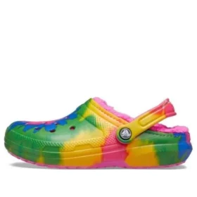 Klassiska träclogs med Tie-Dye-mönster och Fuzz-Lined-foder ”Multi-Color”