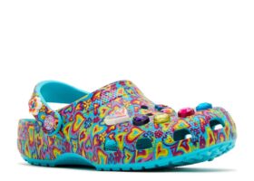 Lisa Frank x Classic Clog Kids ”Digital Aqua Multi Hearts”