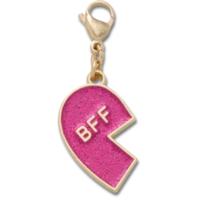 Rosa glitter-BFF-berlock, vänster Jibbitz-skoberlocker